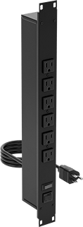 Rack-Mount Outlet Strip, 8 Back Outlets, 6 Feet Long Cord
