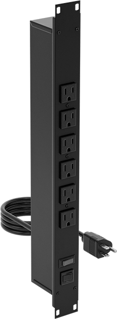 Rack-Mount Outlet Strip, 8 Back Outlets, 6 Feet Long Cord