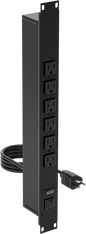 Rack-Mount Outlet Strip, 8 Back Outlets, 6 Feet Long Cord