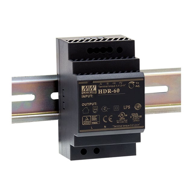 MEAN WELL USA Inc. HDR-60-12 — AC or DC DIN Rail Power Supply 1 Output 12V 4.5A